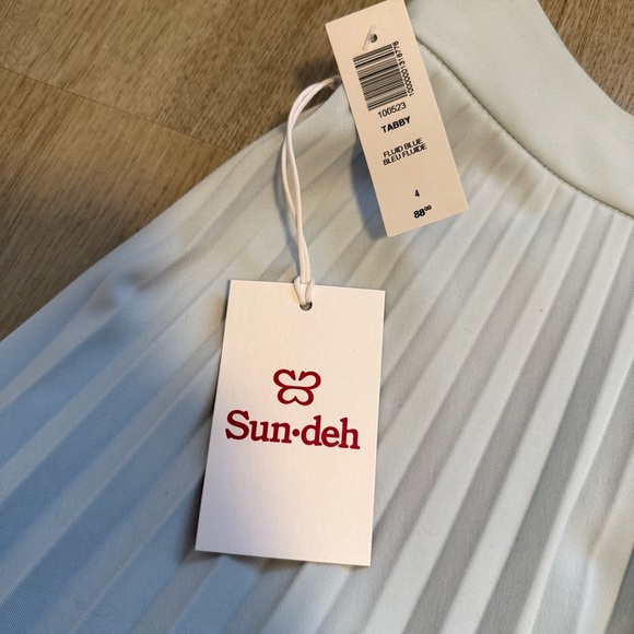 Sunday Best Blue Pleated Tabby Mini Skirt - Picture 3 of 4